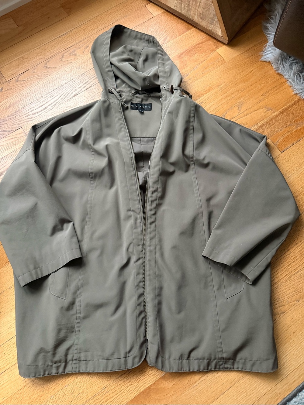 Gallery Hooded Olive Raincoat